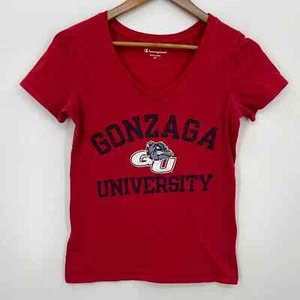 Champion Gonzaga Bulldogs T-Shirt Women's XS Red University Short Sleeve V-Neck - Picture 1 of 10