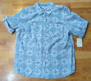 Women's Croft & Barrow Geometric Floral Classic Shirt - Size 2XL - Picture 1 of 3