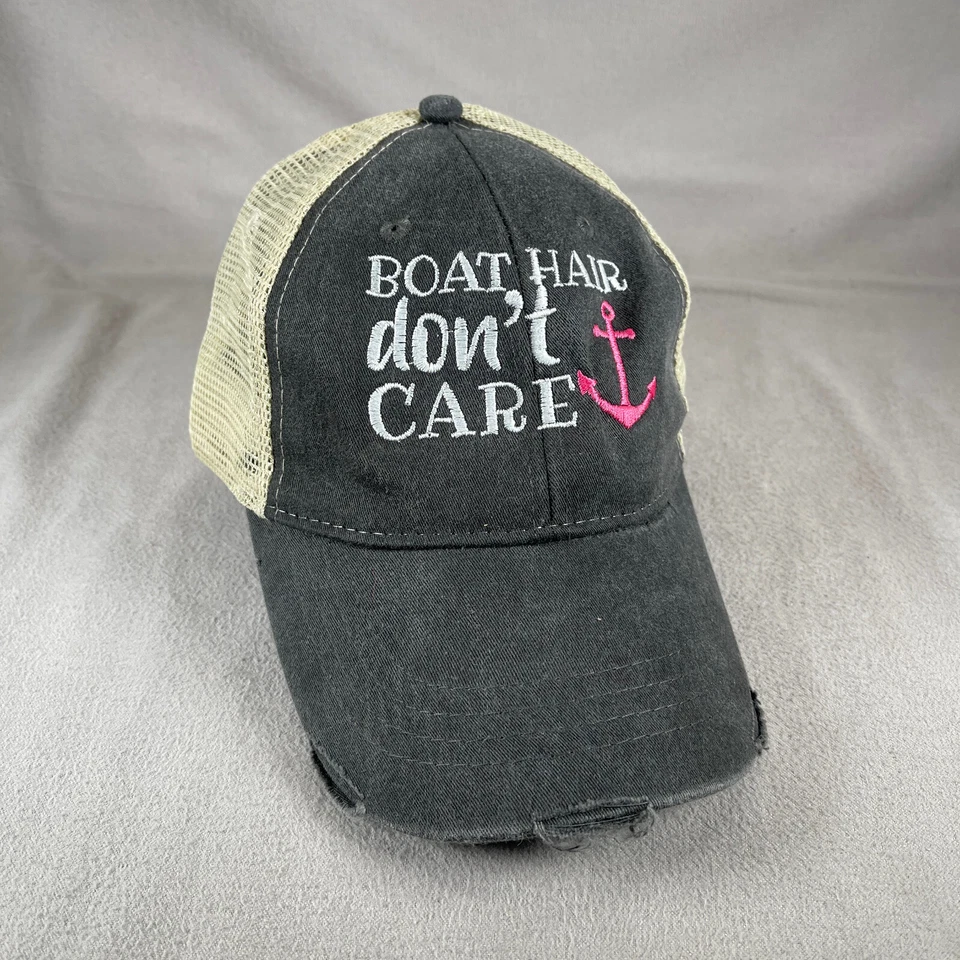 Sombrero para no cuidar el cabello de barco OS gris beige Snapback camionero rosa ancla envejecida Foto 1 de 4