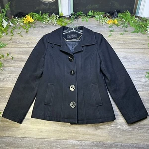 Giacca Coat Size Small Black Wool Pea Coat Lined Jacket Womens Button Close - Picture 1 of 20