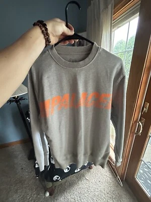 NUEVO CON ETIQUETAS Palace Para Hombre Gris Línea Naranja Logo Algodón Crew Sudadera FW17 M AUTÉNTICA Foto 1 de 4