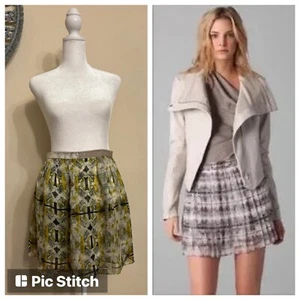 $345 Theyskens' Theory Double Layer Sayer Silk Mini Skirt Sz 6 / 40 Medium Green - Picture 1 of 11