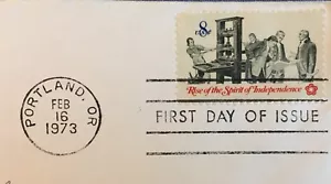 Rise Spirit of Independence PRINTING PRESS First Day of Issue 1973 Portland FDO - Picture 1 of 4