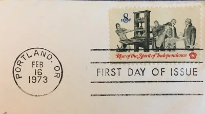 Rise Spirit of Independence PRINTING PRESS First Day of Issue 1973 Portland FDO - Image 1 of 4