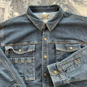 Duluth Trading Denim Flex Trucker Jeansjacke Herren 2XL blau Pckts Druckknöpfe Ellenbogenpolster - Bild 1 von 24