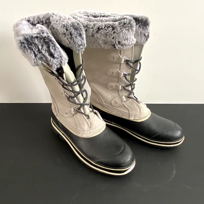 Khombu Womens Emily Suede Leather Winter Snow Boots SIZE 8 Gray Duck Faux Fur - Image 1 of 4