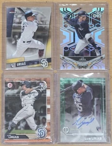 4 card lot Luis Urias 2019 Bowman Orange RC /25 Topps Tribute Rookie Auto Finest - Picture 1 of 3