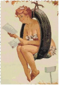 Hilda w. Love Letters Retro Pin Up Vintage Counted Cross-Stitch Pattern Chart - Picture 1 of 1