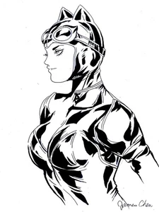 CUBIERTA CATWOMAN CALIDAD ORIGINAL CÓMIC ARTE BOCETO TINTA NEGRA EN CARTULINA - Imagen 1 de 1