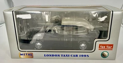 罕见限量版 1998 年伦敦出租车太阳星黑色 1: 18 DieCast 全新! — 第 1/4 张图片
