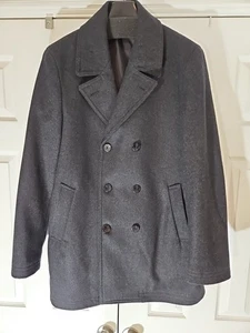 Ralph Lauren Polo Men’s Black Wool Navy Pea Coat - Size 42-44 Large (52% wool) - Picture 1 of 13