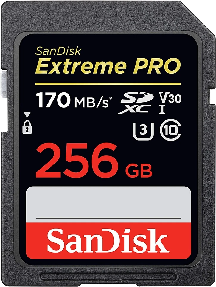 SanDisk Extreme PRO 256GB SDXC Speicherkarte bis zu 170MB/s, Class 10, U3, V30 - Bild 1 von 1