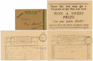 TELEGRAMA IRLANDA + SOBRE 1946 a MARTIN + ANUNCIO DE SORTEO - Imagen 1 de 6