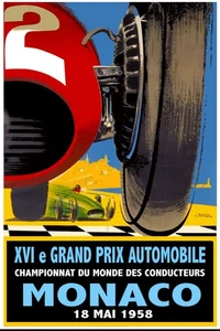 POSTER AFFICHE MONACO GRAND  PRIX  AUTOMOBILE 1958 - Imagen 1 de 1