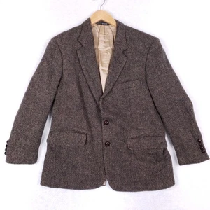 Robert Stock Wool Blazer Jacket 40S Brown Tweed 2 Button Classic Prep Menswear - Picture 1 of 12