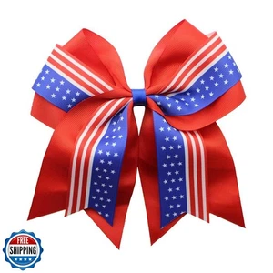 July Fourth Hair Bow, Red White Blue Hair Bow for Women Girls Glitter Large C - Picture 1 of 3
