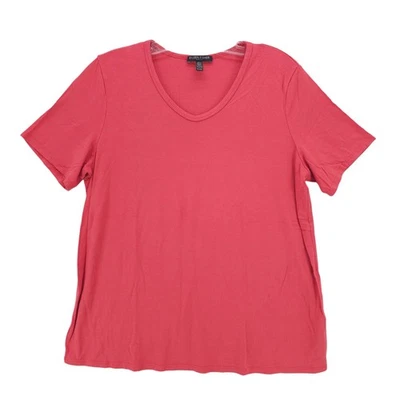 EILEEN FISHER Orange Short Sleeve Tee Top Viscose Stretch Jersey PETITE LARGE - Image 1 of 4