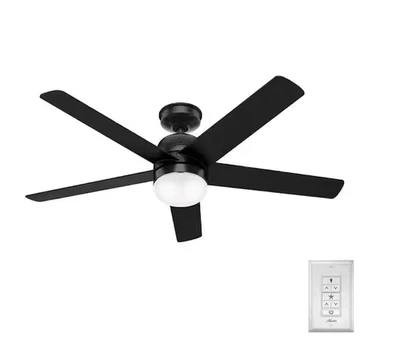 Hunter 52 inch Anorak Outdoor Matte Black Ceiling Fan with Wall Control 52555 - Image 1 of 4