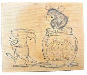 1998 HOUSE MOUSE 255 DIPPED IN CHOCOLATE WOOD/RUBBER STAMP BY STAMPA ROSA MUZZY - Picture 1 of 4