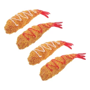 4 piezas camarones fritos simulados cosplay comida utilería decoración artificial - Imagen 1 de 12
