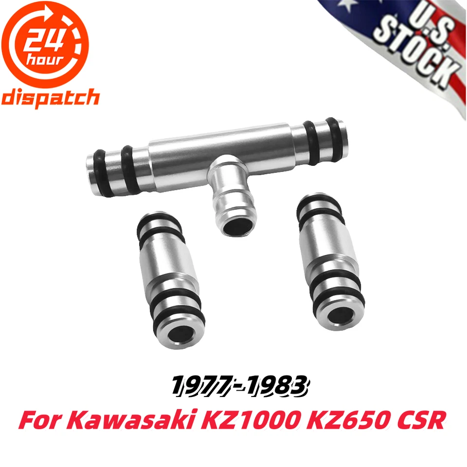 Carburetor Fuel Tee / Rail Combo Kit For 1977-83 Kawasaki KZ1000 KZ650 CSR US - Image 1 of 4