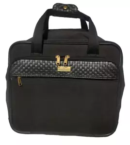 Tommy Bahama Luggage 16" Wheeled Carry On Suitcase Black 4 Wheels Basket Weave - Picture 1 of 16