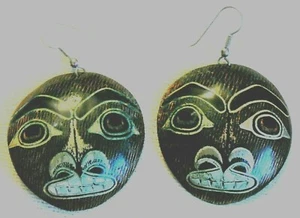 Vintage enamel on copper Native earrings, purchased in Vancouver, Canada - Picture 1 of 2