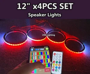 JHB 4PCS 12" Remote APP Dream CHASING Flow Subwoofer Audio Speaker Rings Lights - Picture 1 of 19