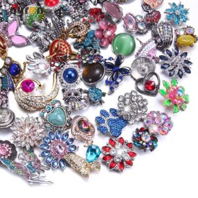 Top Mix 18mm Ginger Snap Button Rhinestone Snap Charms For 20mm Snap Jewelry  - Image 1 of 4