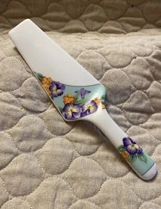 Andrea by Sadek Japan Porcelain Pie Cake Server Floral Orange/Purple Flowers - Picture 1 of 9
