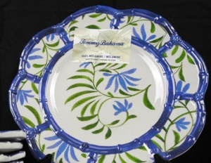 4 Tommy Bahama Tropisch Blau Rattan Salatteller 8 1/2" NEU - Bild 1 von 4