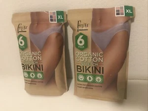 Lot of 2 Felina Organic Cotton stretch bikini 6 Pack Ultra Soft Plant Based Dyes - Picture 1 of 6