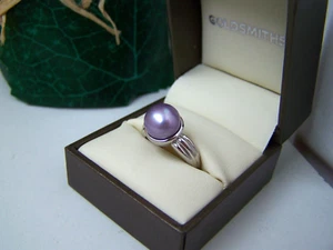 GORGEOUS MODERNIST 925 SOLID STERLING SILVER FRESHWATER PEARL RING SIZE L 5.75 - Picture 1 of 15