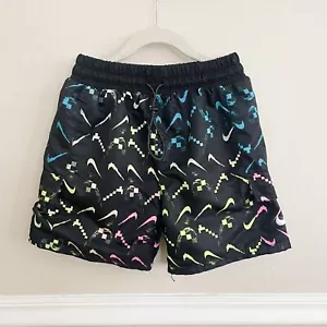 Nike Boys Black Multi Color Logo Size Medium Swim Shorts - Picture 1 of 8