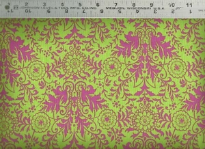 Ink & Arrow ~ Lyla Damask 26106-HP ~ Green Pink ~ 100% Cotton Quilt Fabric BTY - Picture 1 of 1