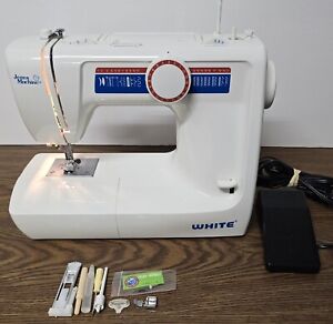 White Jeans Machine Model 4075 Home Heavy Duty Electronic Sewing Machine Working