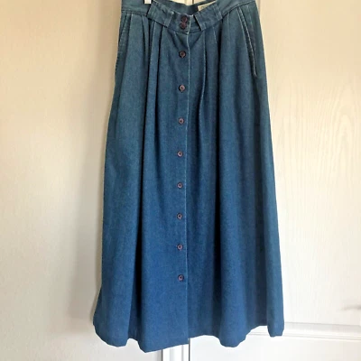 纽扣前牛仔裙 Cottagecore 复古宪章俱乐部 尺寸 8 Modest Prairie — 第 1/4 张图片