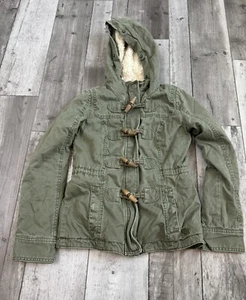 Abercrombie Kids Sherpa Army Jacket Green Toggle Coat Jacket Medium Utility - Picture 1 of 10