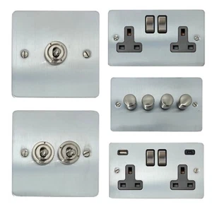 Interruptores de luz de cromo satinado FSC3, enchufes, reguladores, cocina, fusible, TV, BT - Imagen 1 de 44