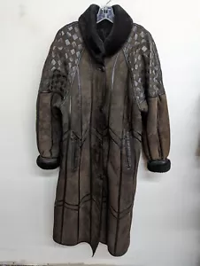 Cappotto shearling scamosciato donna pelle fine Toppolino vintage a quadri taglia M - Foto 1 di 18