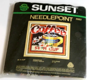 Kit de punta de aguja Sunset 5 centavos por taza de café 5563 5" x 5" retirado 1982 - Imagen 1 de 7