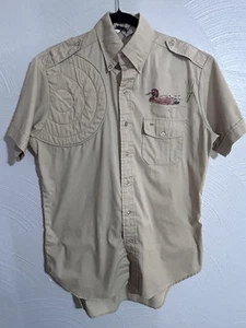 Vintage Hunting Ammo Shooting Shirt Padded Shoulder - Medium - Tan Mallard - Picture 1 of 6