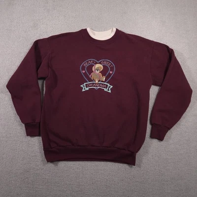 Vintage Cheek-O Sweatshirt Womens XL Burgundy Beary Sweet Grandma Made USA 90s - Image 1 of 4