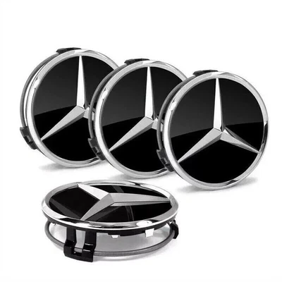 4PCS Wheel Centre Hub Caps Emblem 75mm Fit For Mercedes-Benz A B C E S GLK GLC Foto 1 de 4
