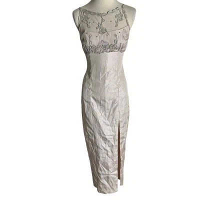 Vintage Pink Slip Halter Dress Roberta Silver and Pink with Front Side Slit Sz 0 - Image 1 of 4