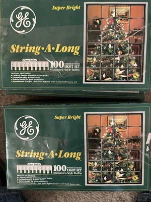 Vtg Lot of 10 GE String-A-Long Super Bright Christmas 100  Light Set Clear - Image 1 of 3