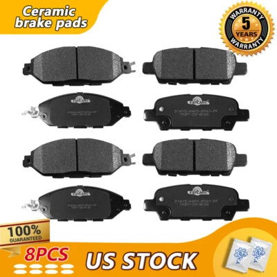 Front &Rear Ceramic Brake Pads For 2017 2016 2015 2014 2013 Nissan Pathfinder - Image 1 of 4