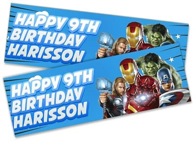 DAILYGIFTS x2 Personalised Birthday Banner Avengers Children Kids Party Decoration Poster 8