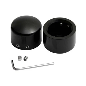 Black CNC Front Axle Cap Nut Cover For Harley Touring Street Glide Road King - Picture 1 of 8