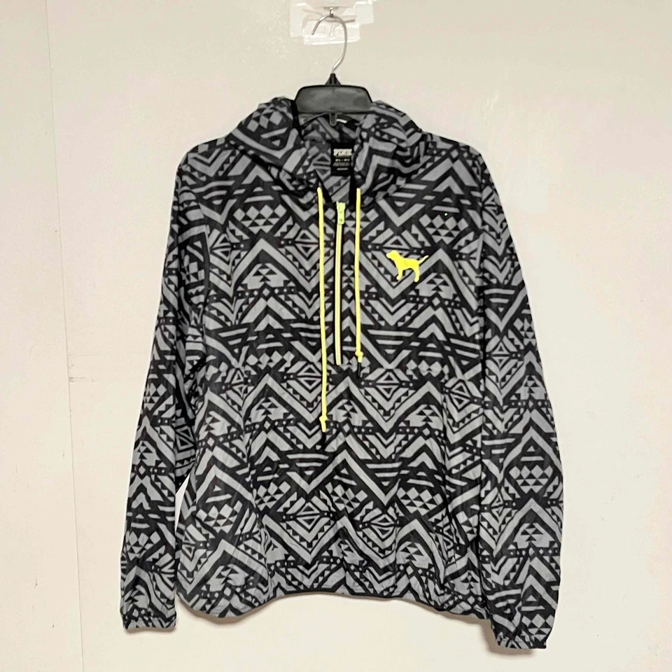 Chaqueta Anorak ROSA Victorias Secret M/L Sudadera con Capucha Azteca Cordón Perro Media Cremallera  Foto 1 de 4